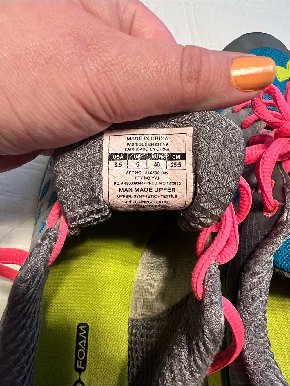 Vintage Under Armour Women's Teal, Gray & Pink Athletic Sneakers - Picture 5 of 5